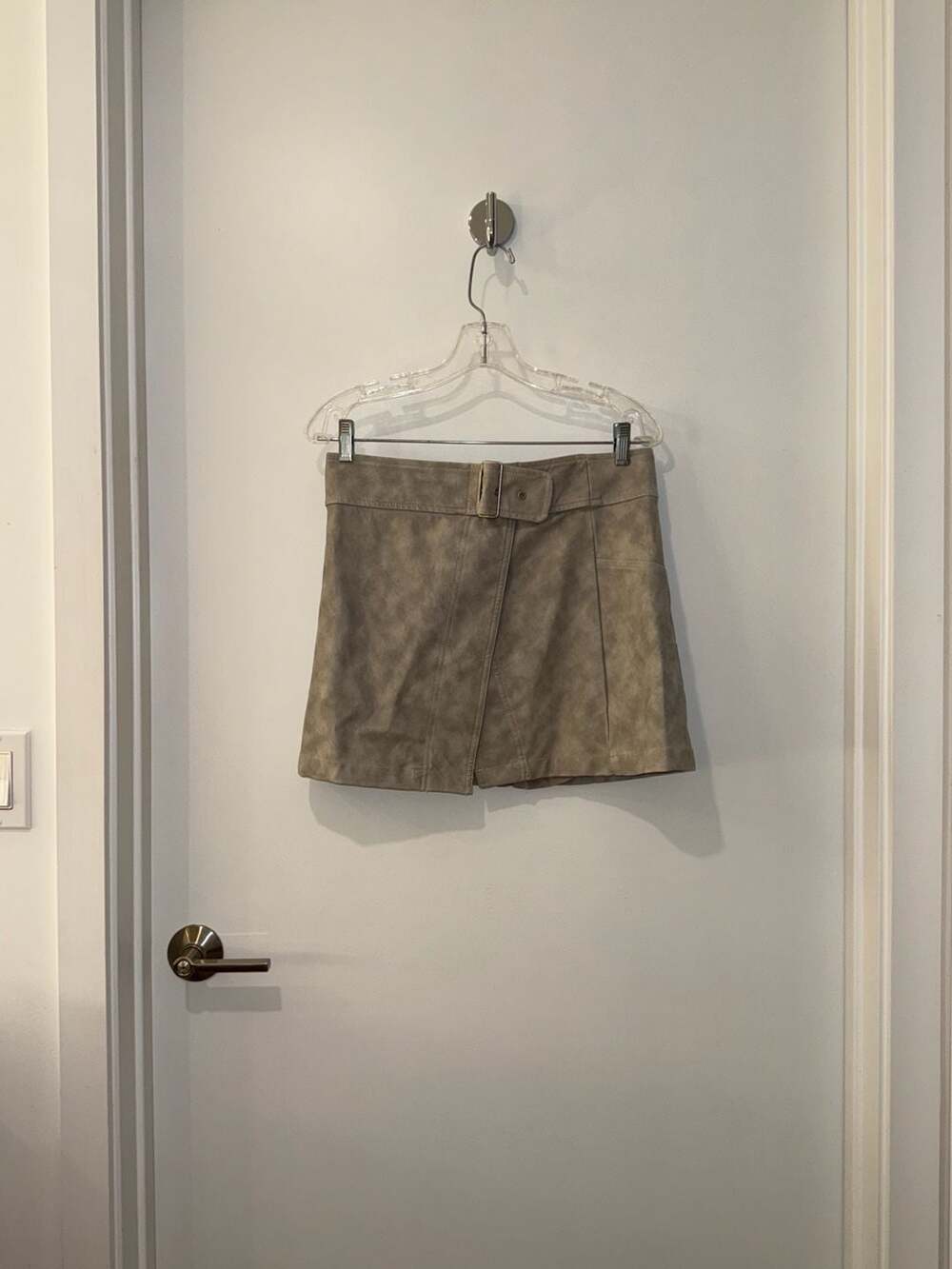 Free People Ari Faux Suede Belted Wrap Mini Skirt